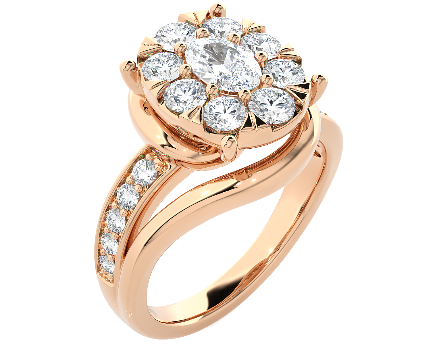 1 5/8 ctw Round Lab Grown Diamond Side Stone Engagement Ring