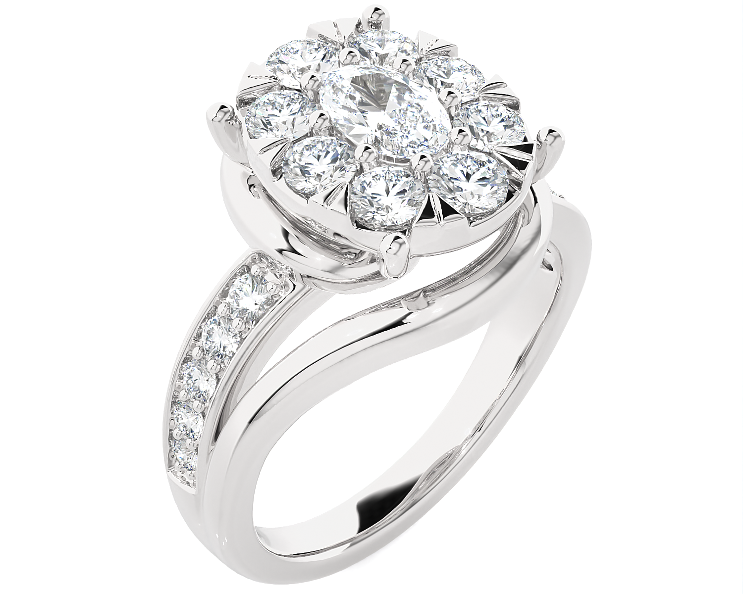 1 5/8 ctw Round Lab Grown Diamond Side Stone Engagement Ring