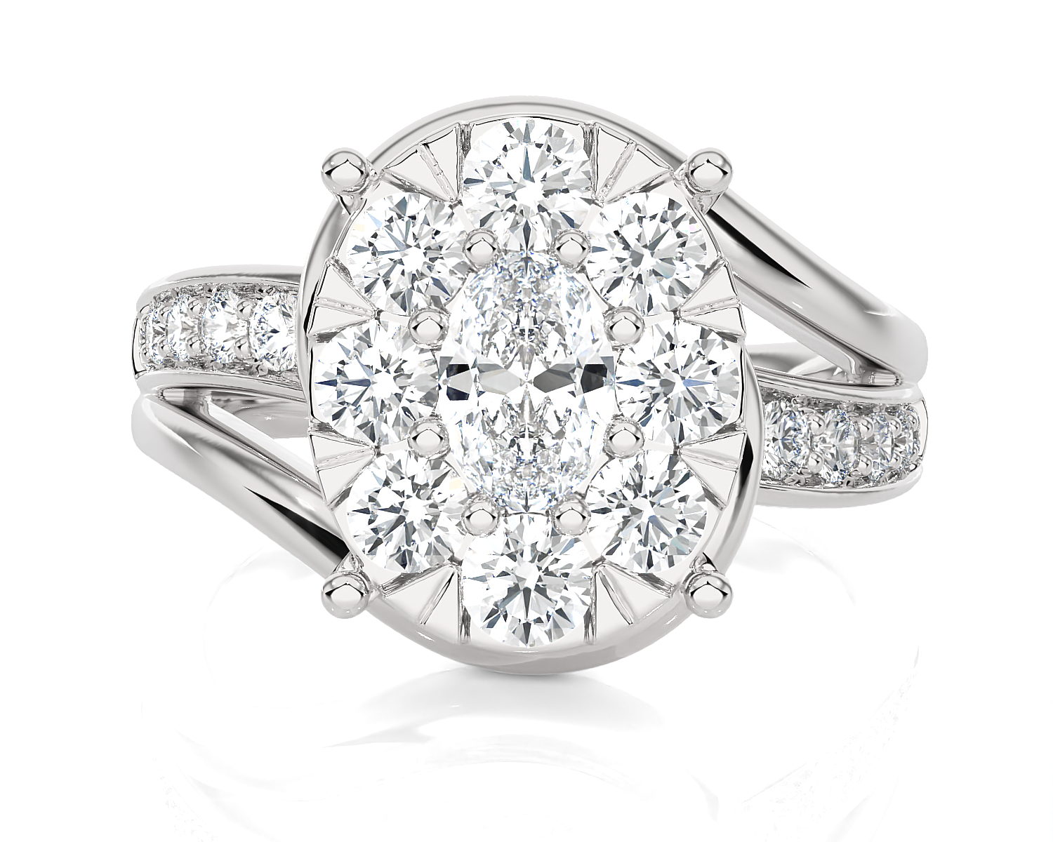 1 5/8 ctw Round Lab Grown Diamond Side Stone Engagement Ring