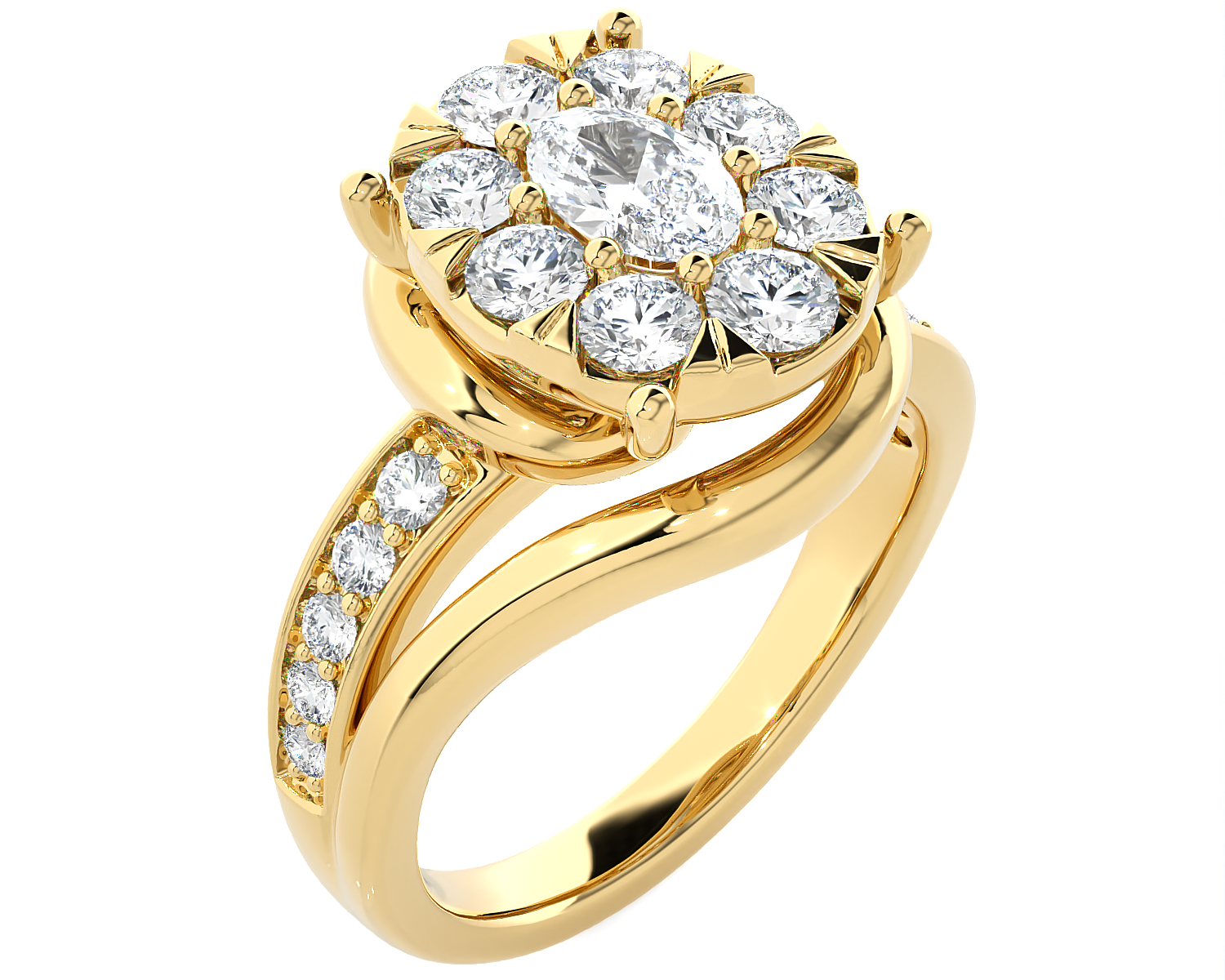 1 5/8 ctw Round Lab Grown Diamond Side Stone Engagement Ring