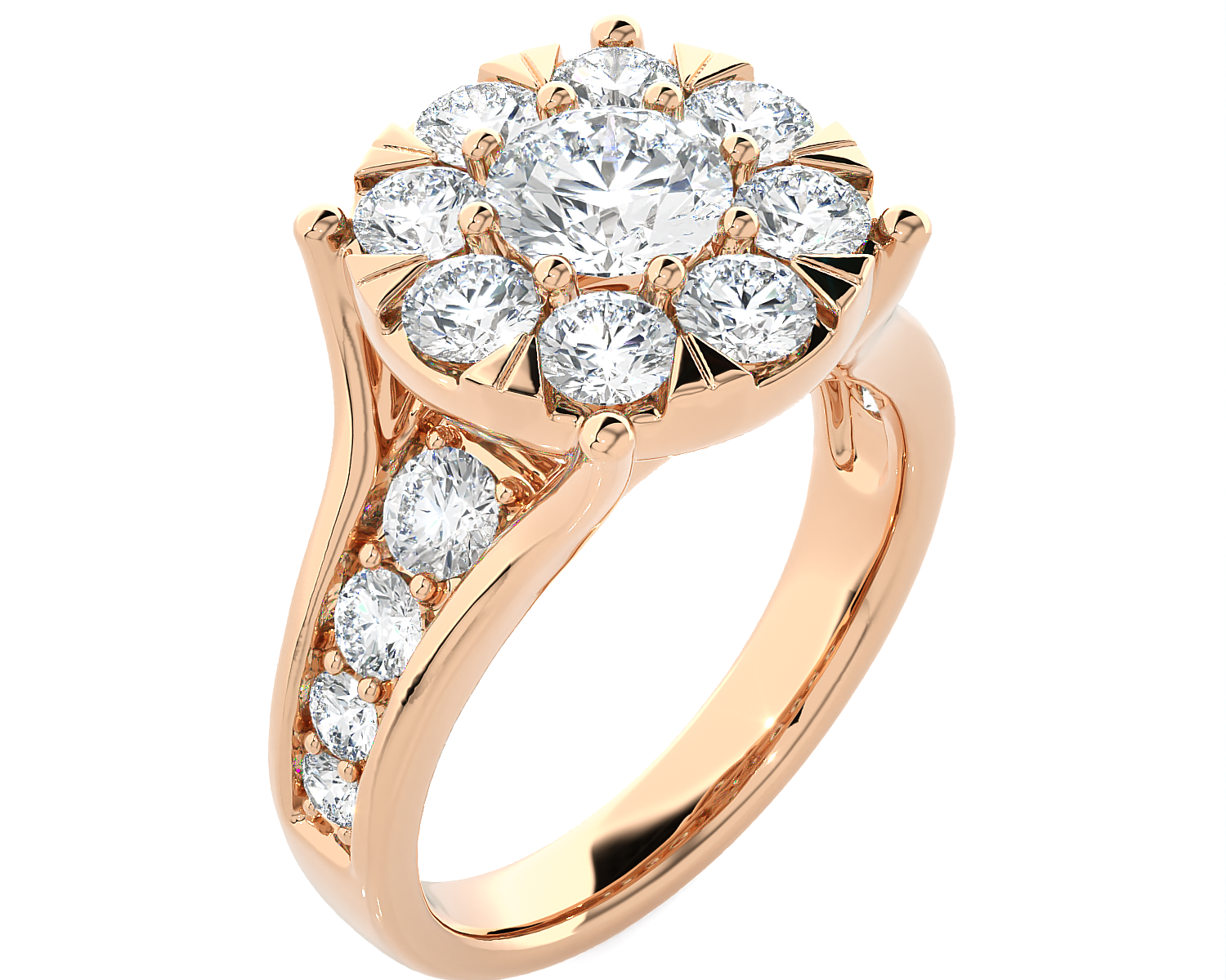 2 5/8 ctw Round Lab Grown Diamond Side Stone Engagement Ring