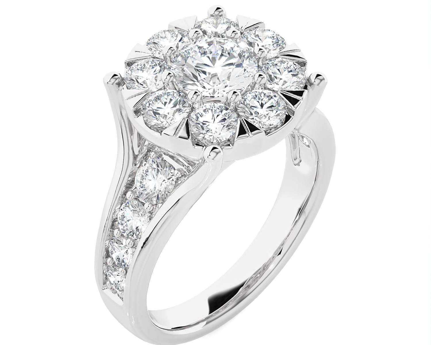 2 5/8 ctw Round Lab Grown Diamond Side Stone Engagement Ring