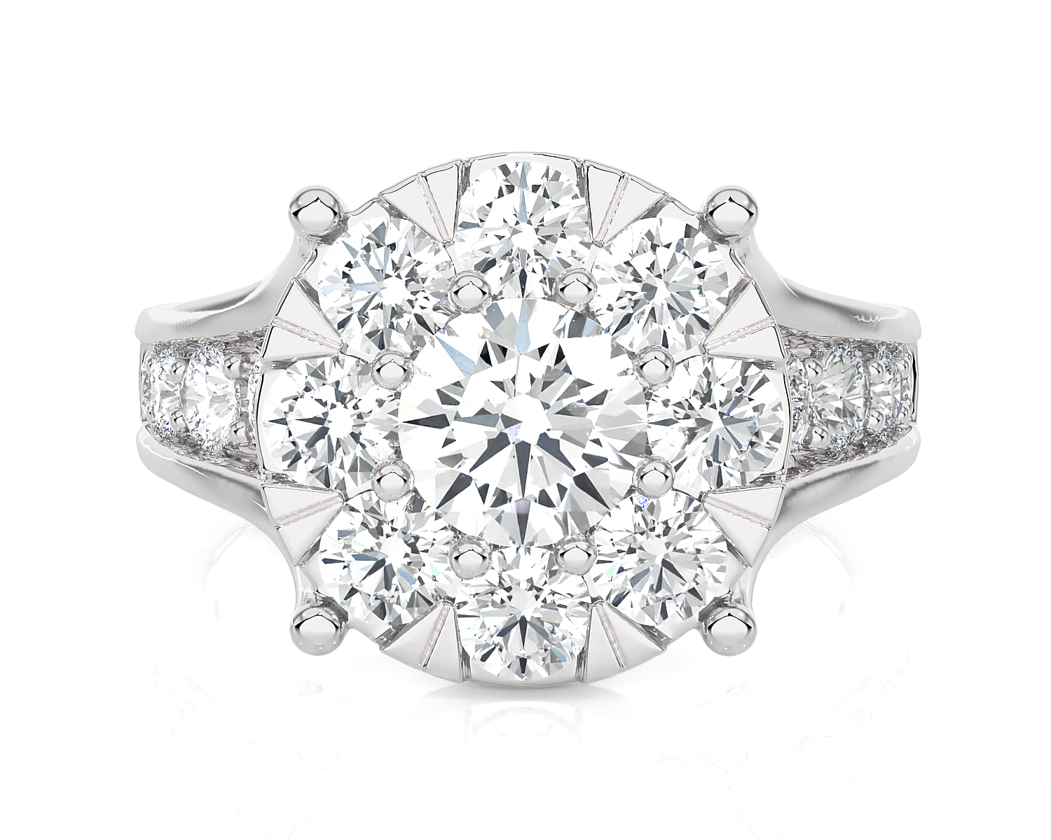 2 5/8 ctw Round Lab Grown Diamond Side Stone Engagement Ring