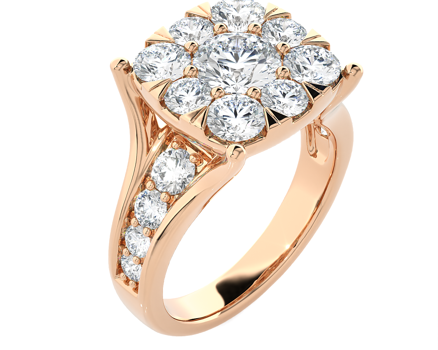 2 7/8 ctw Round Lab Grown Diamond Side Stone Engagement Ring