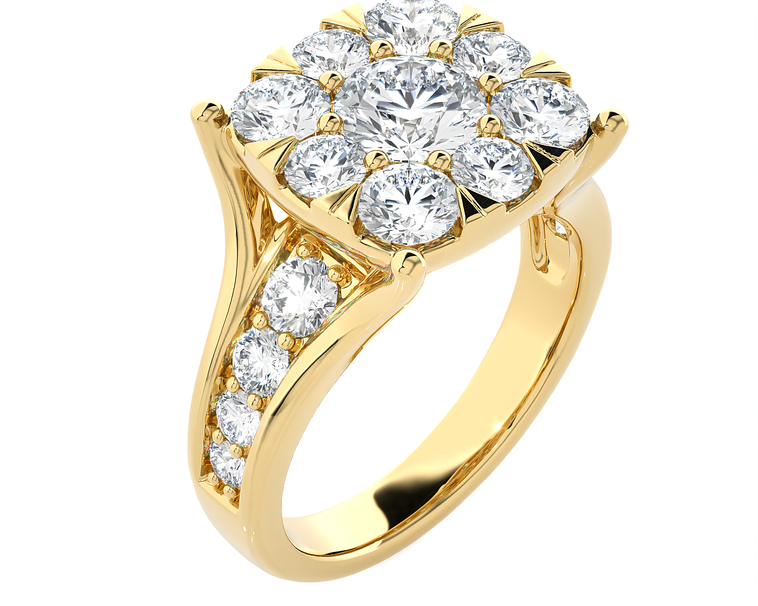 2 7/8 ctw Round Lab Grown Diamond Side Stone Engagement Ring