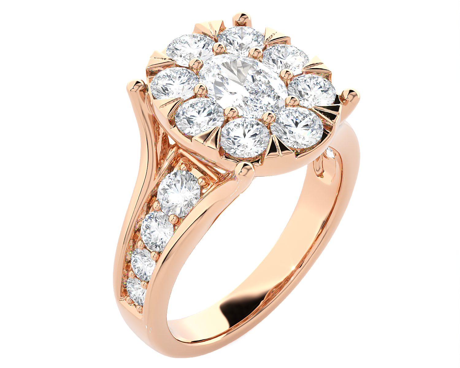 2 1/3 ctw Round Lab Grown Diamond Side Stone Engagement Ring