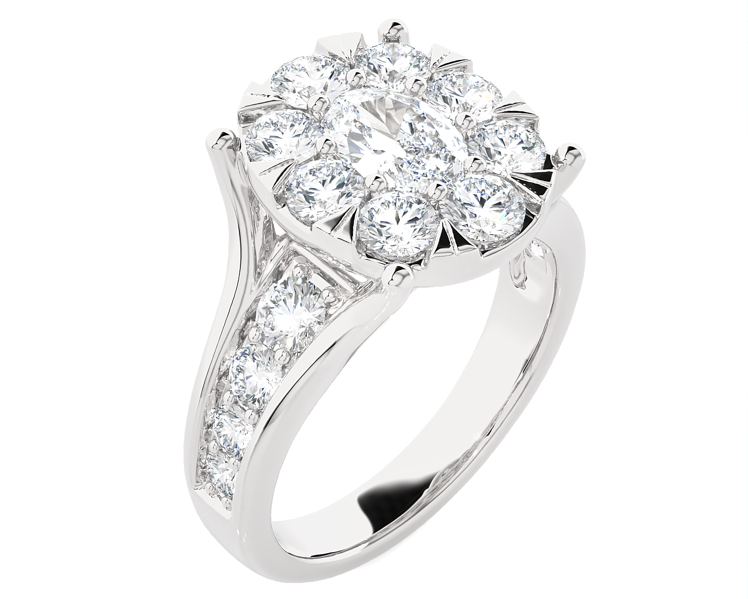 2 1/3 ctw Round Lab Grown Diamond Side Stone Engagement Ring