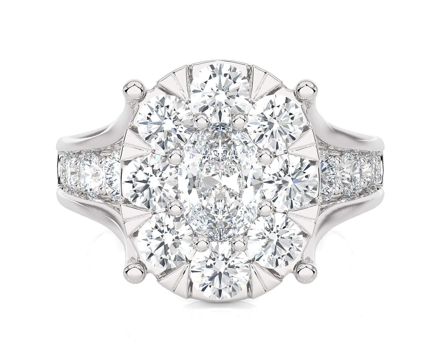 2 1/3 ctw Round Lab Grown Diamond Side Stone Engagement Ring