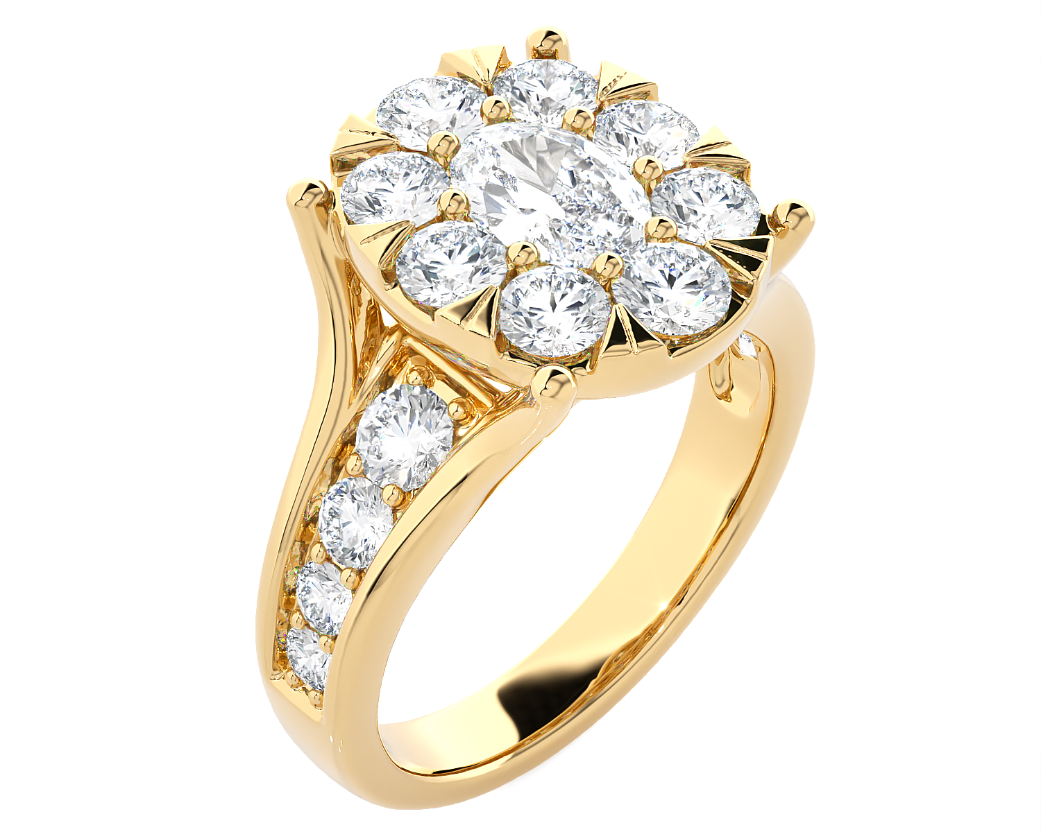 2 1/3 ctw Round Lab Grown Diamond Side Stone Engagement Ring