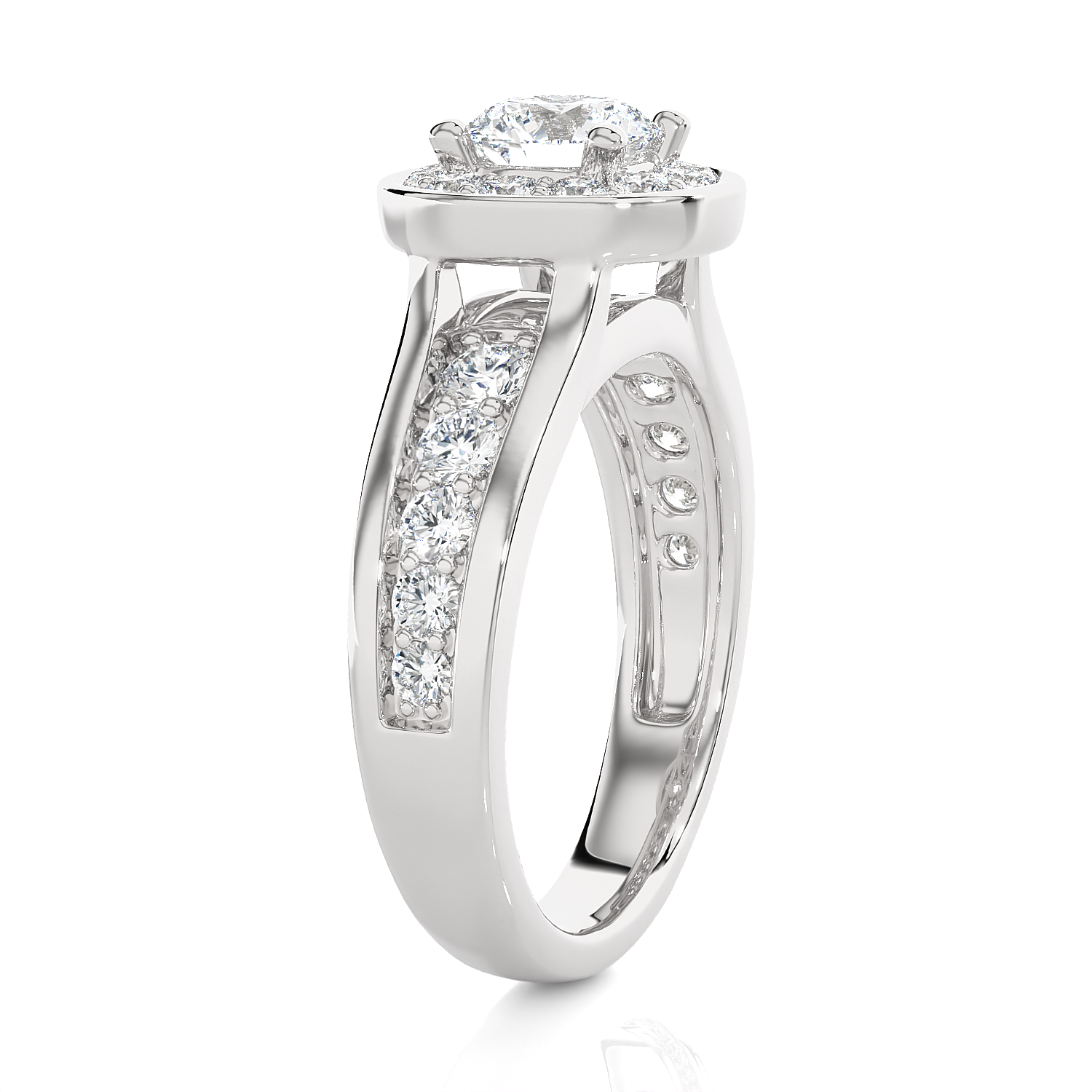 1 3/4 ctw Round Lab Grown Diamond Halo Engagement Ring