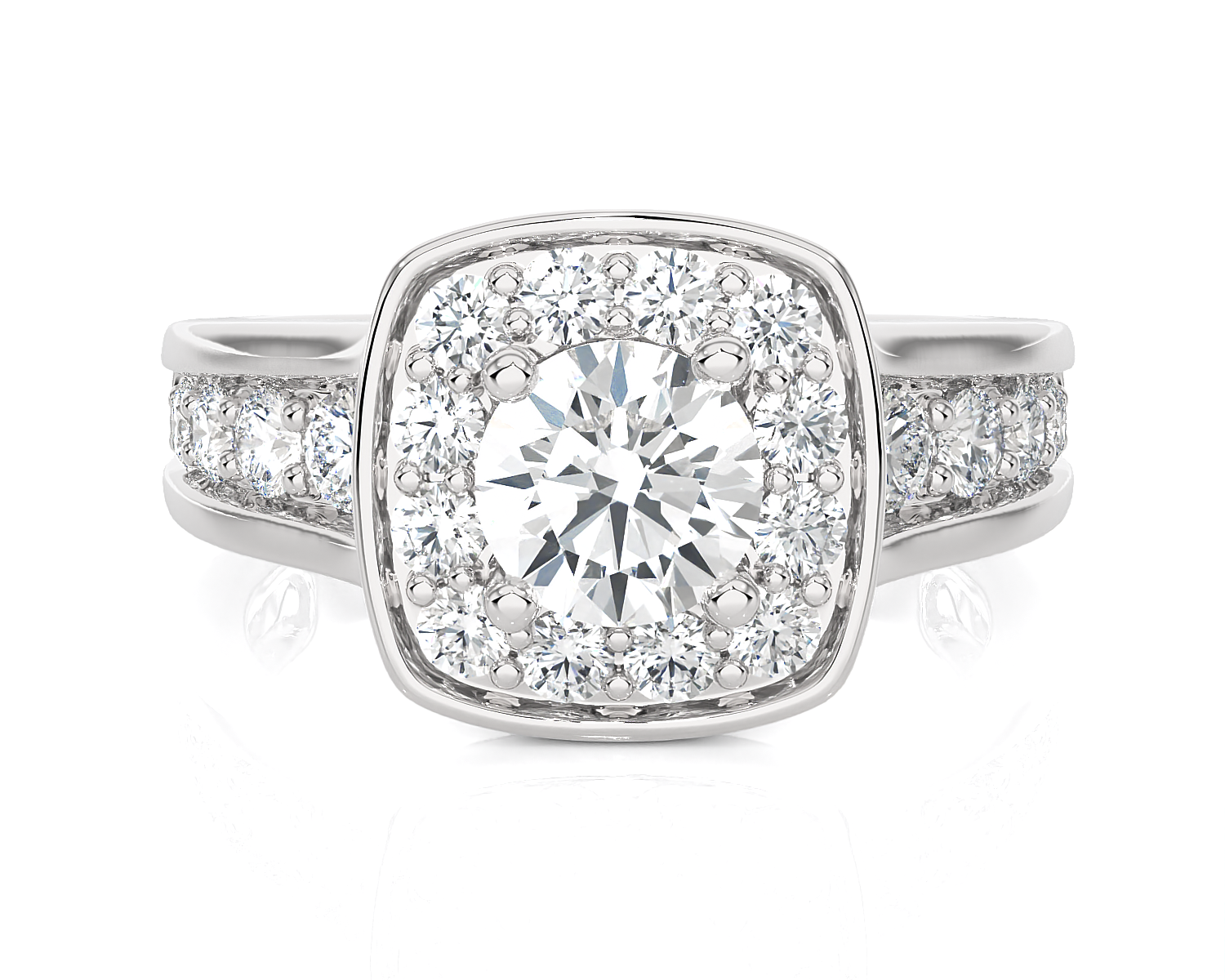 1 5/8 ctw Princess-Cut Lab Grown Diamond Halo Engagement Ring