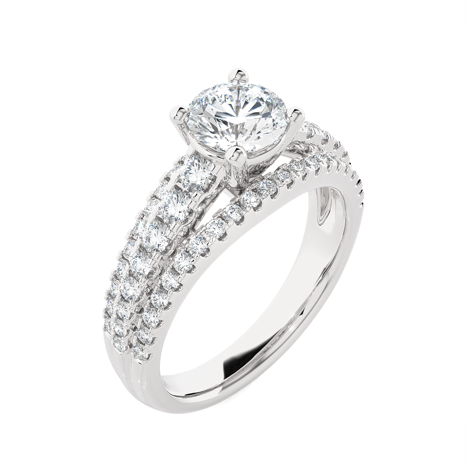 1 3/4 ctw Round Lab Grown Diamond Side Stone Engagement Ring