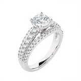 1 3/4 ctw Round Lab Grown Diamond Side Stone Engagement Ring