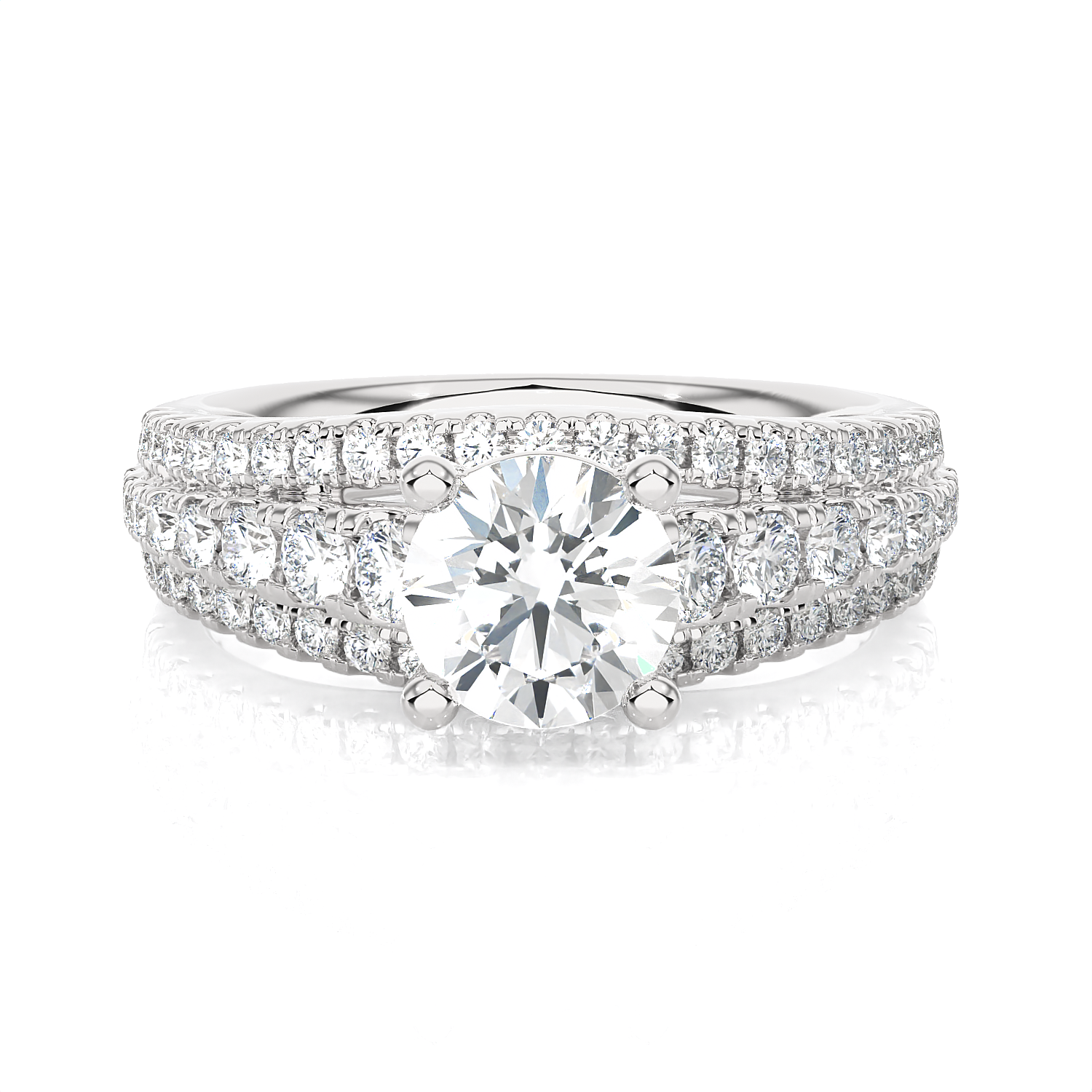 1 3/4 ctw Round Lab Grown Diamond Side Stone Engagement Ring
