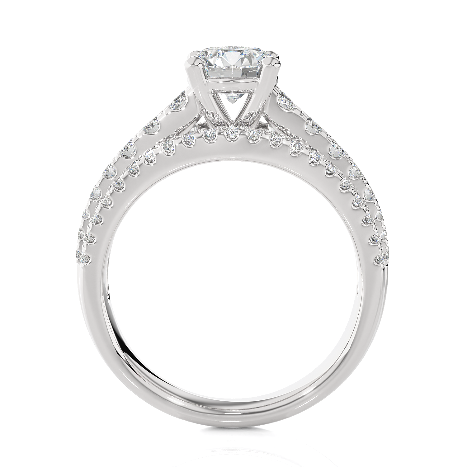 1 3/4 ctw Round Lab Grown Diamond Side Stone Engagement Ring