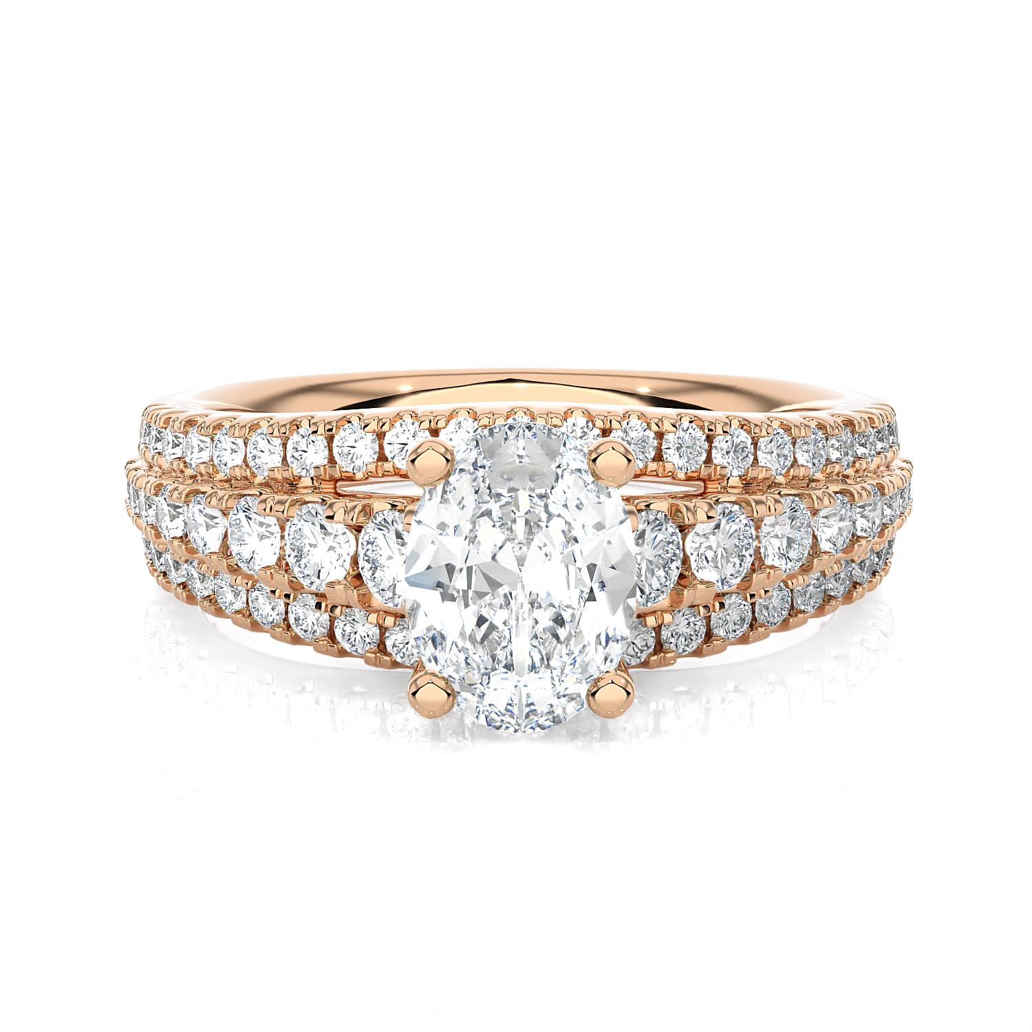 1 3/4 ctw Round Lab Grown Diamond Side Stone Engagement Ring