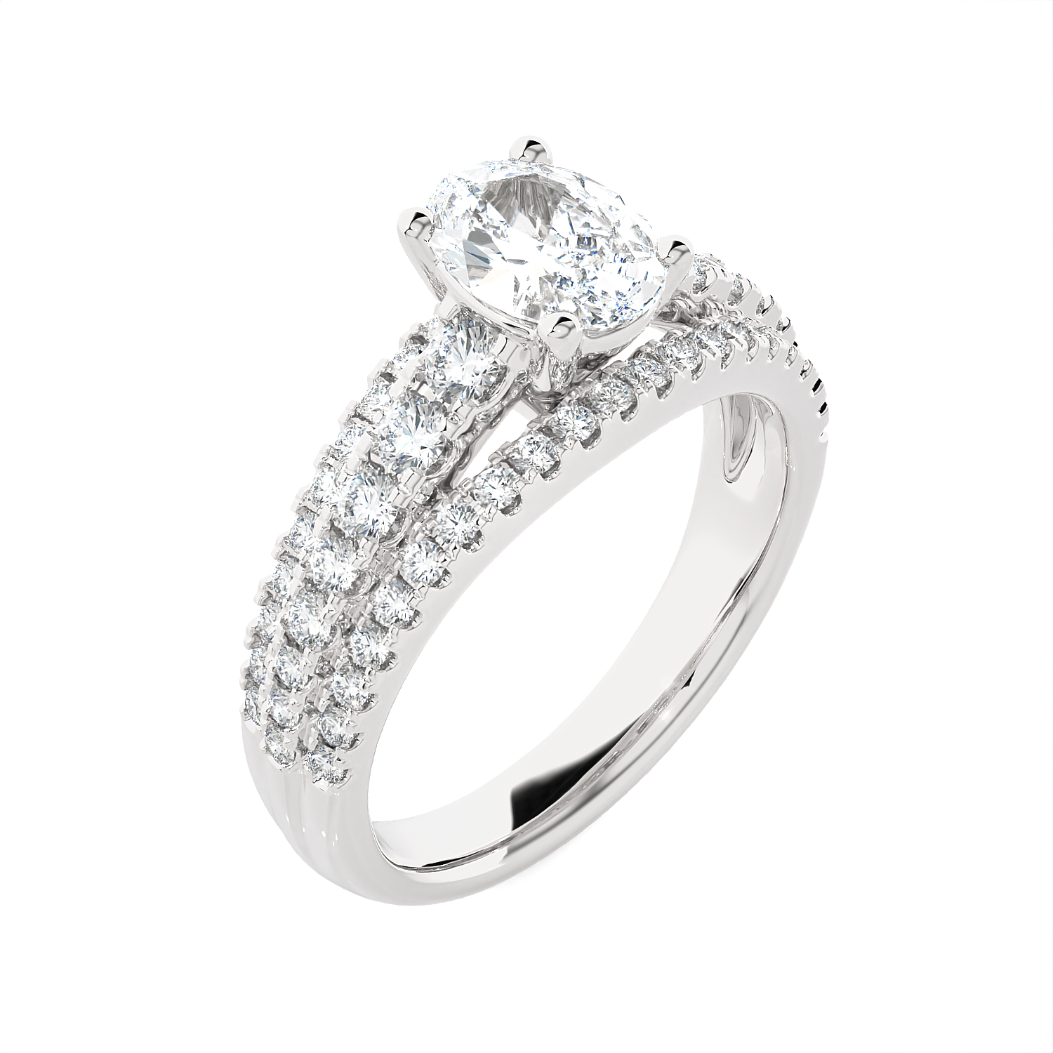 1 3/4 ctw Round Lab Grown Diamond Side Stone Engagement Ring