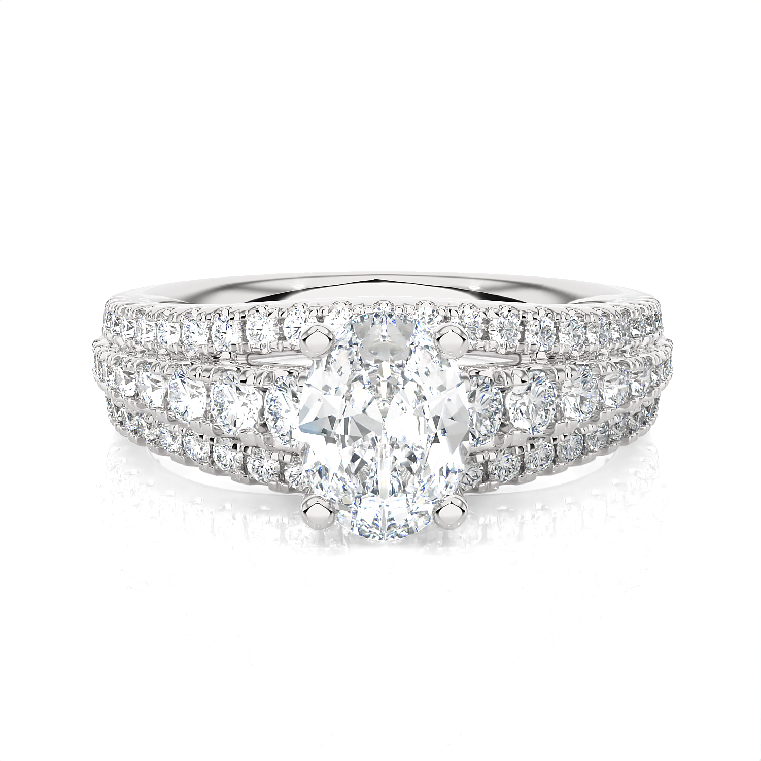 1 3/4 ctw Round Lab Grown Diamond Side Stone Engagement Ring