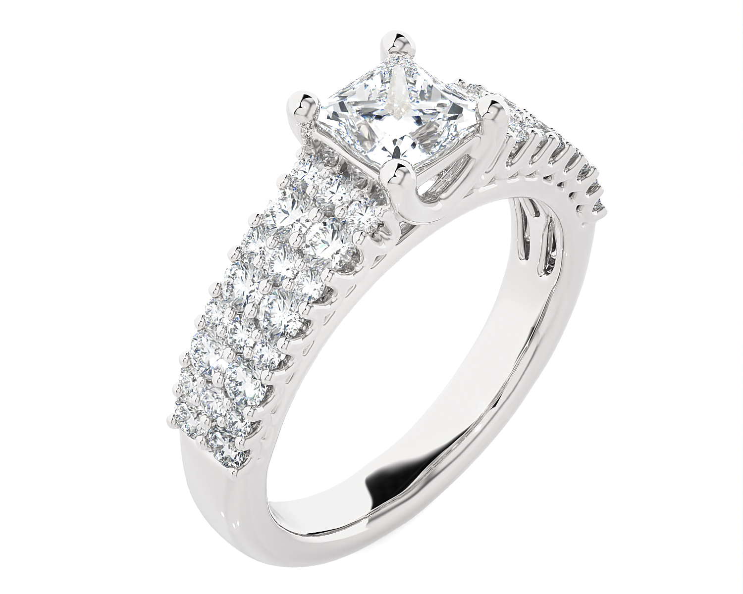 1 5/8 ctw Round Lab Grown Diamond Side Stone Engagement Ring