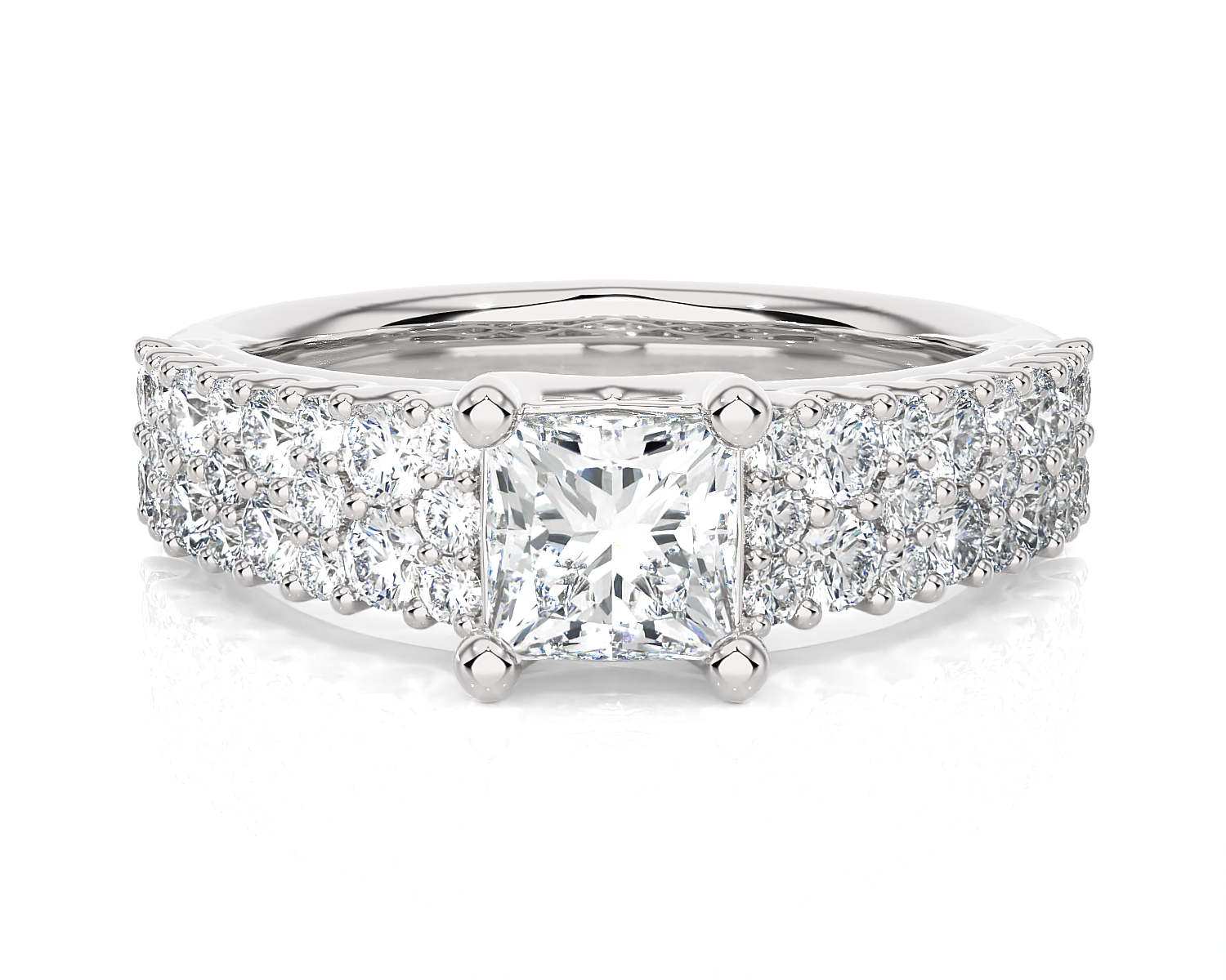 1 5/8 ctw Round Lab Grown Diamond Side Stone Engagement Ring