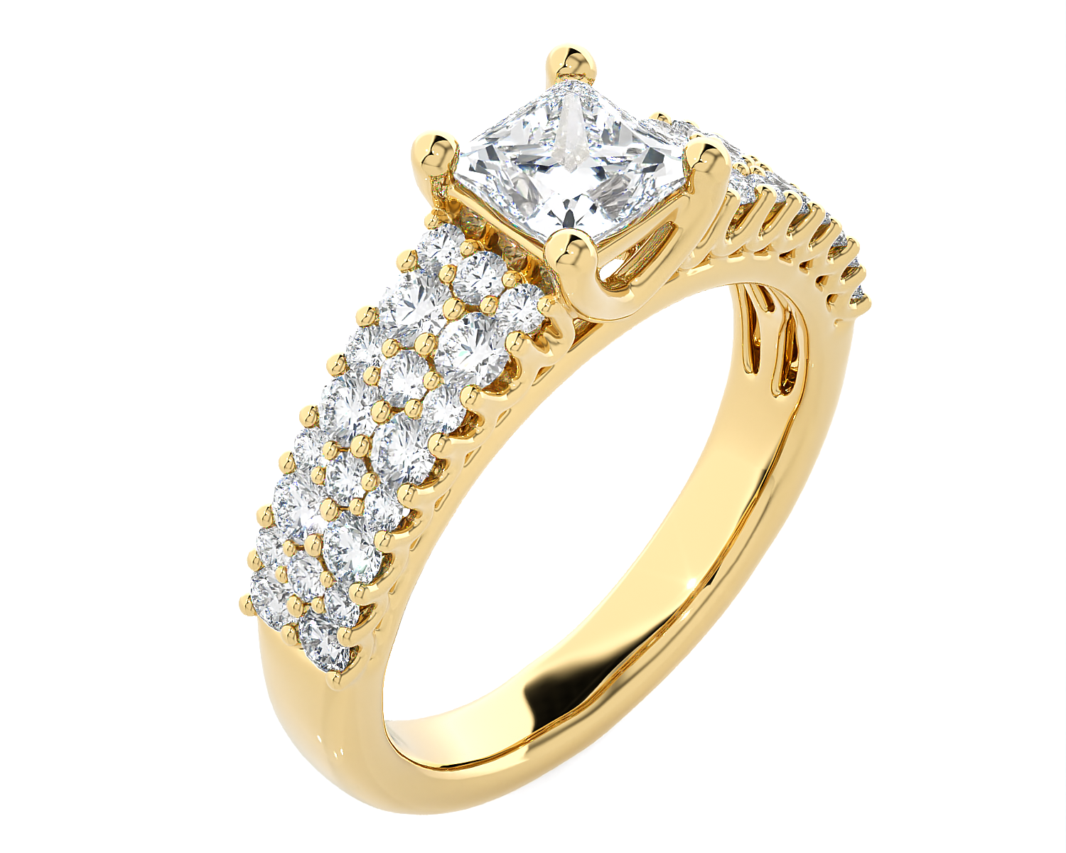 1 5/8 ctw Round Lab Grown Diamond Side Stone Engagement Ring