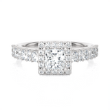 1 1/5 ctw Princess-Cut Lab Grown Diamond Halo Engagement Ring