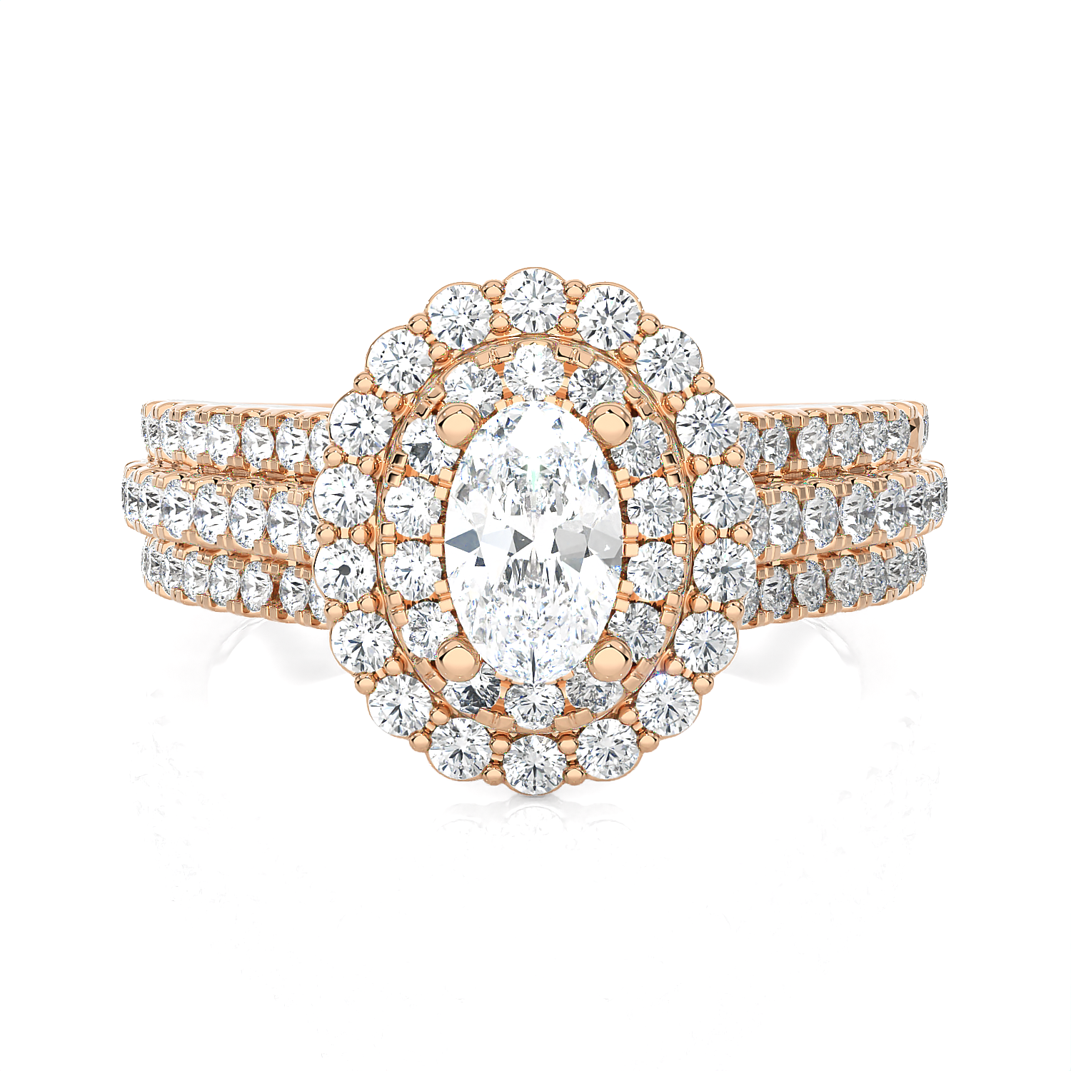 1 5/8 ctw Oval Lab Grown Diamond Halo Engagement Ring