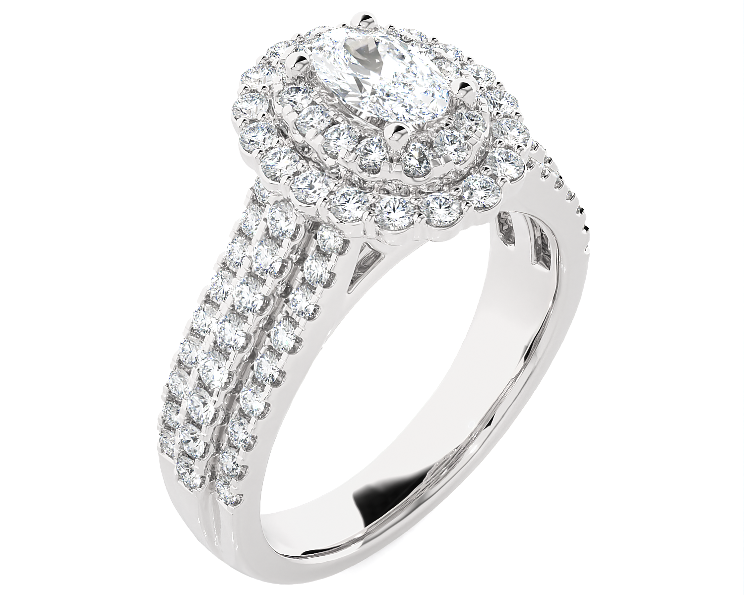 1 5/8 ctw Oval Lab Grown Diamond Halo Engagement Ring