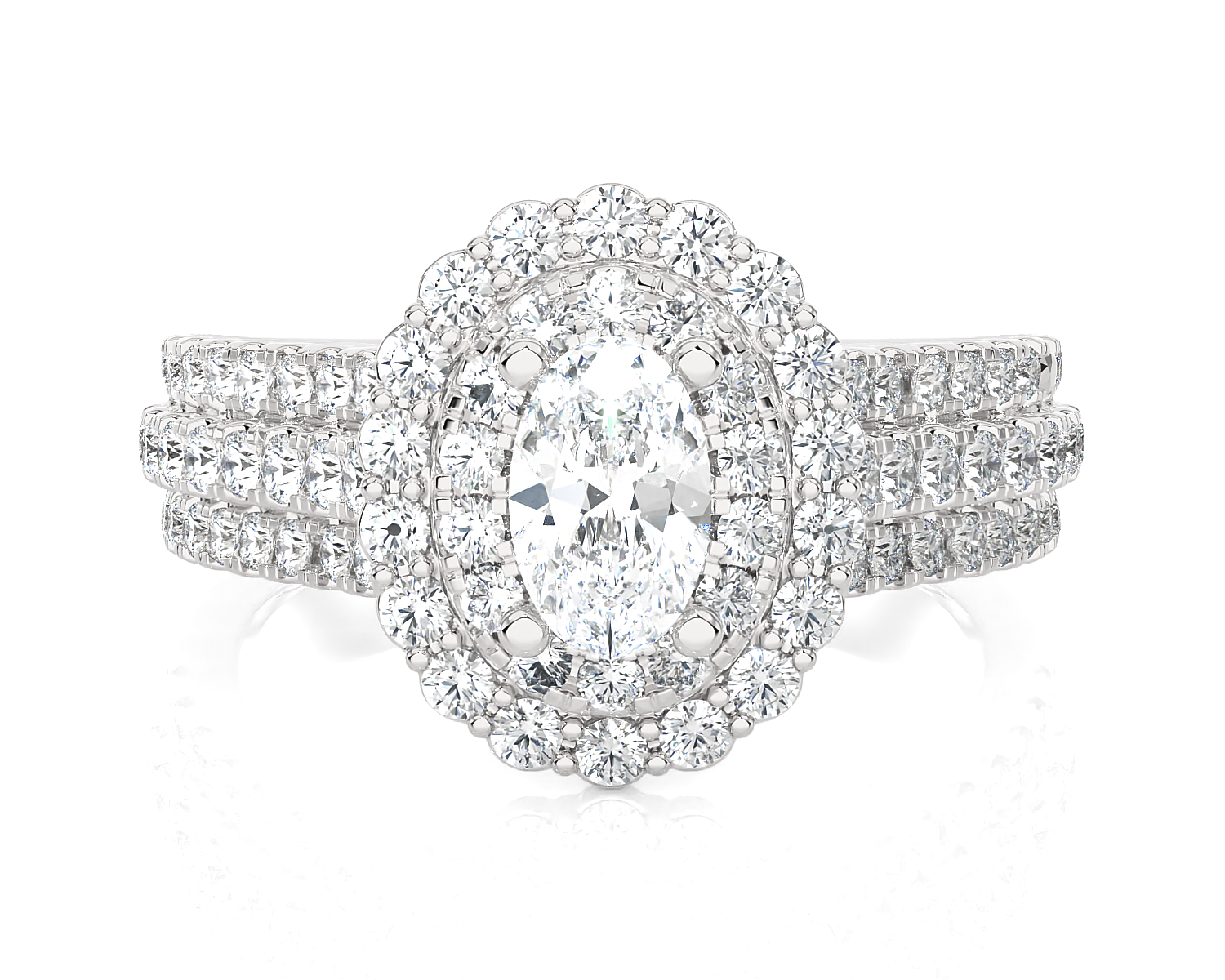 1 5/8 ctw Oval Lab Grown Diamond Halo Engagement Ring