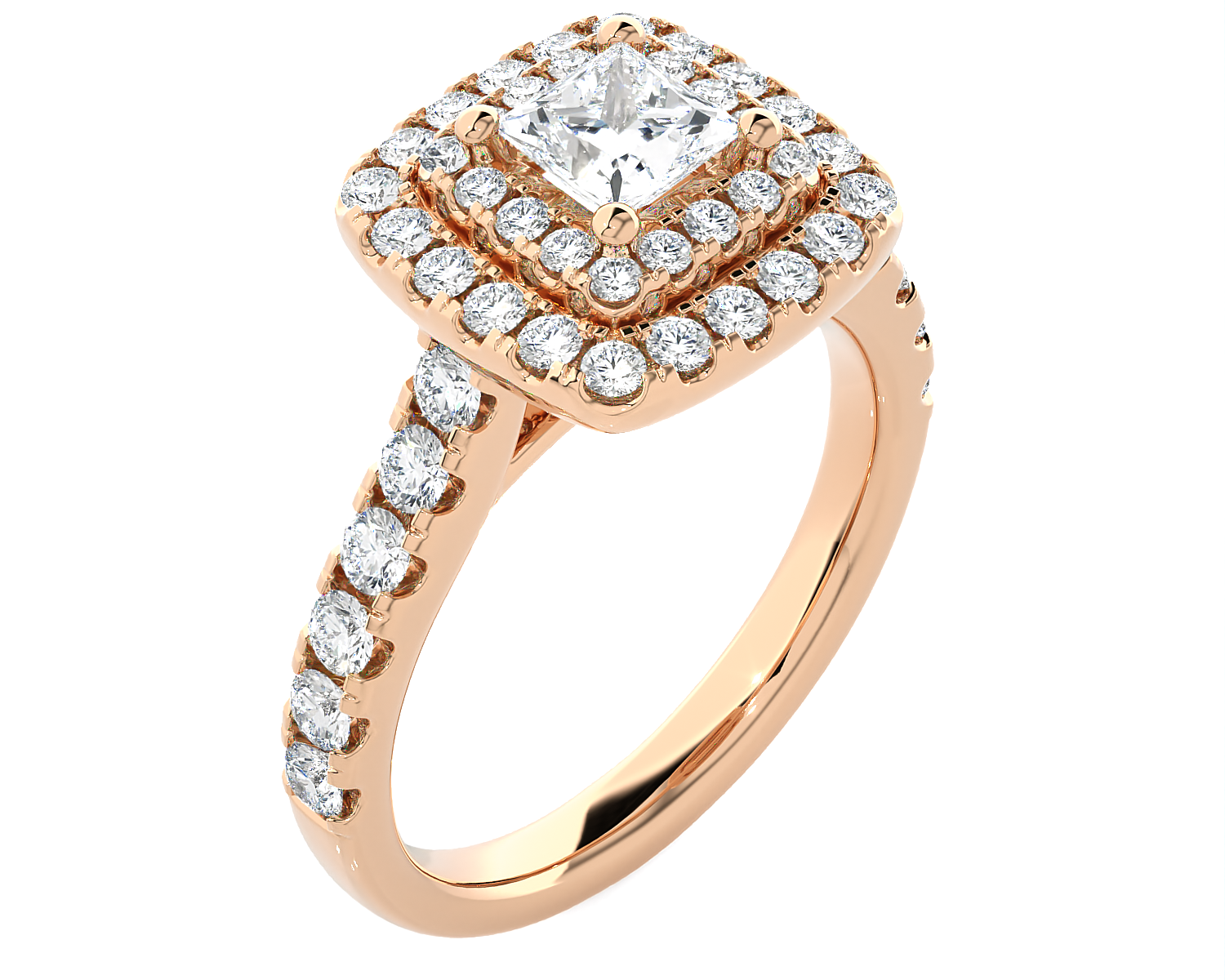 Princess-Cut Lab Grown Diamond Halo Engagement Ring
