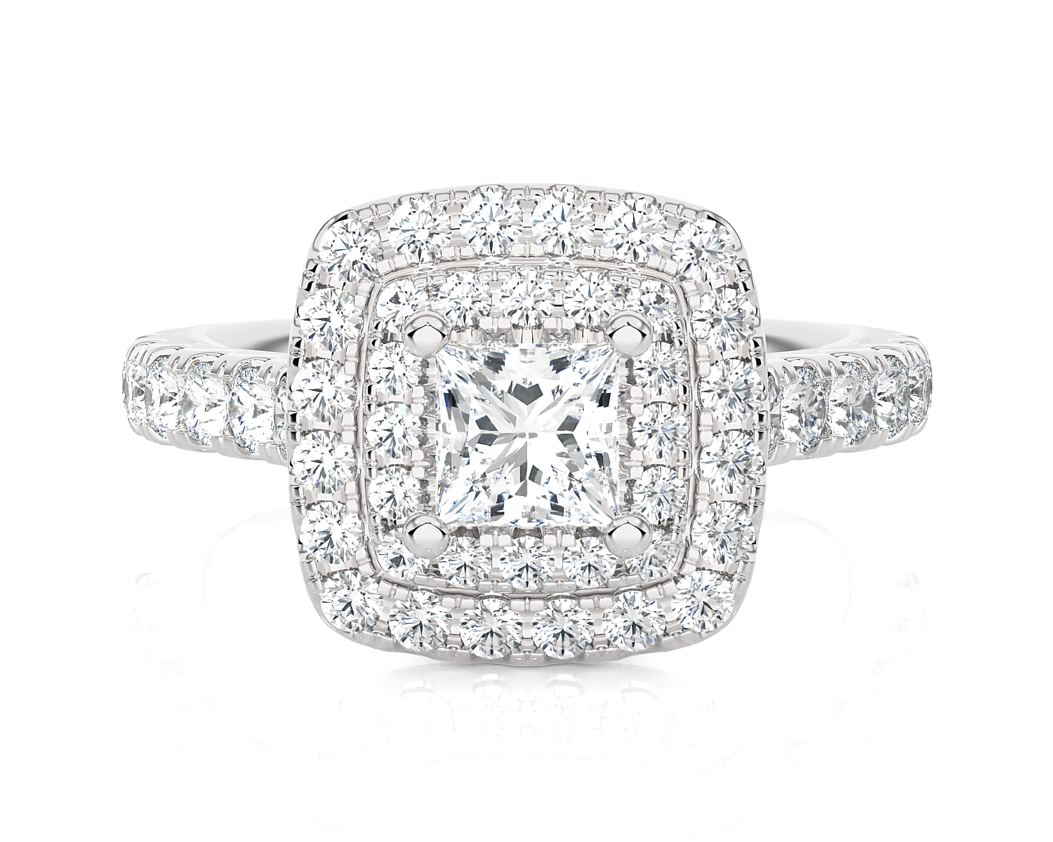 Princess-Cut Lab Grown Diamond Halo Engagement Ring