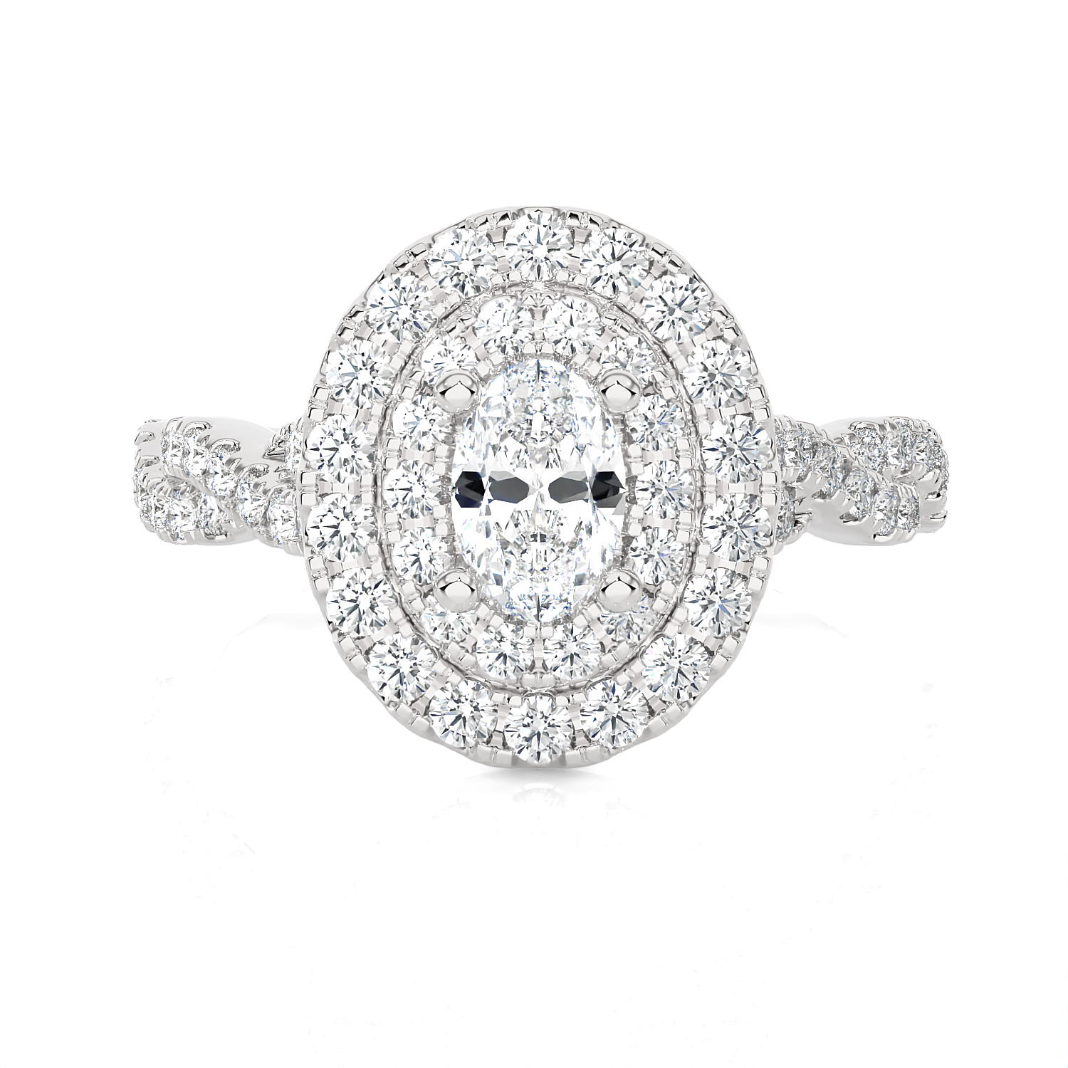 1 1/3 ctw Oval Lab Grown Diamond Halo Engagement Ring