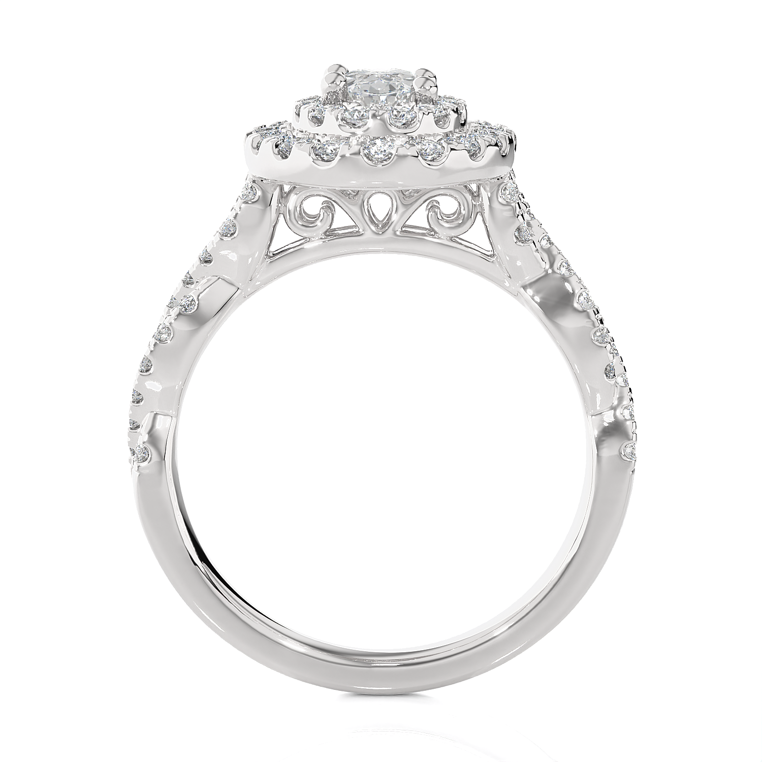 1 1/3 ctw Oval Lab Grown Diamond Halo Engagement Ring