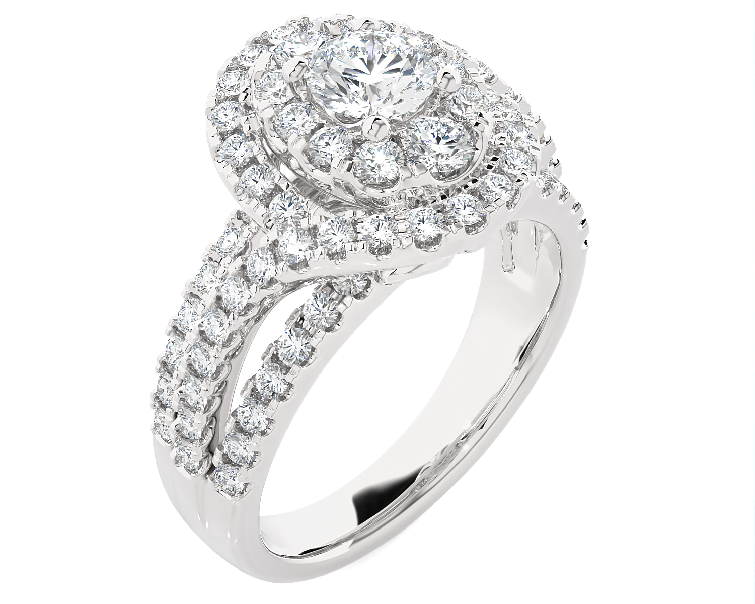 1 5/8 ctw Oval Lab Grown Diamond Halo Engagement Ring