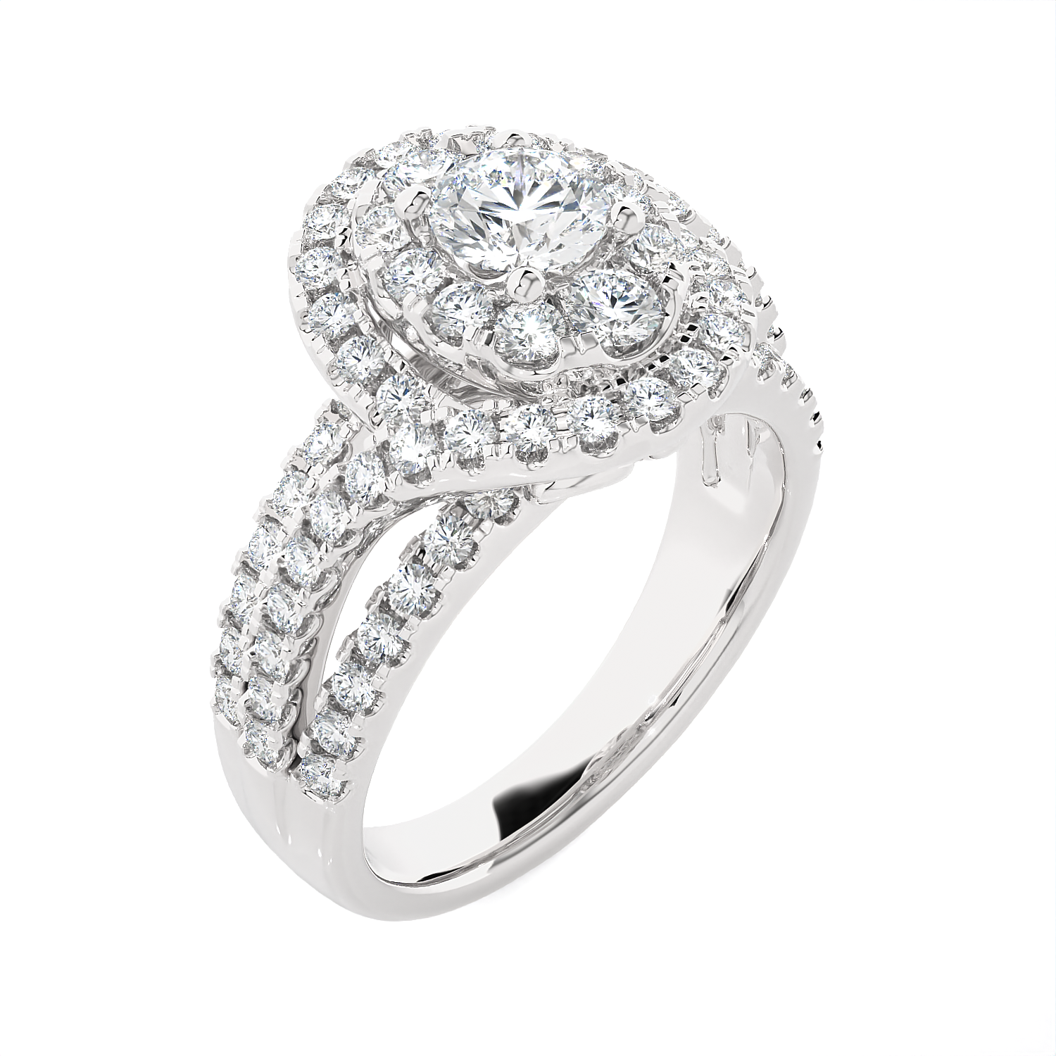 1 5/8 ctw Oval Lab Grown Diamond Halo Engagement Ring
