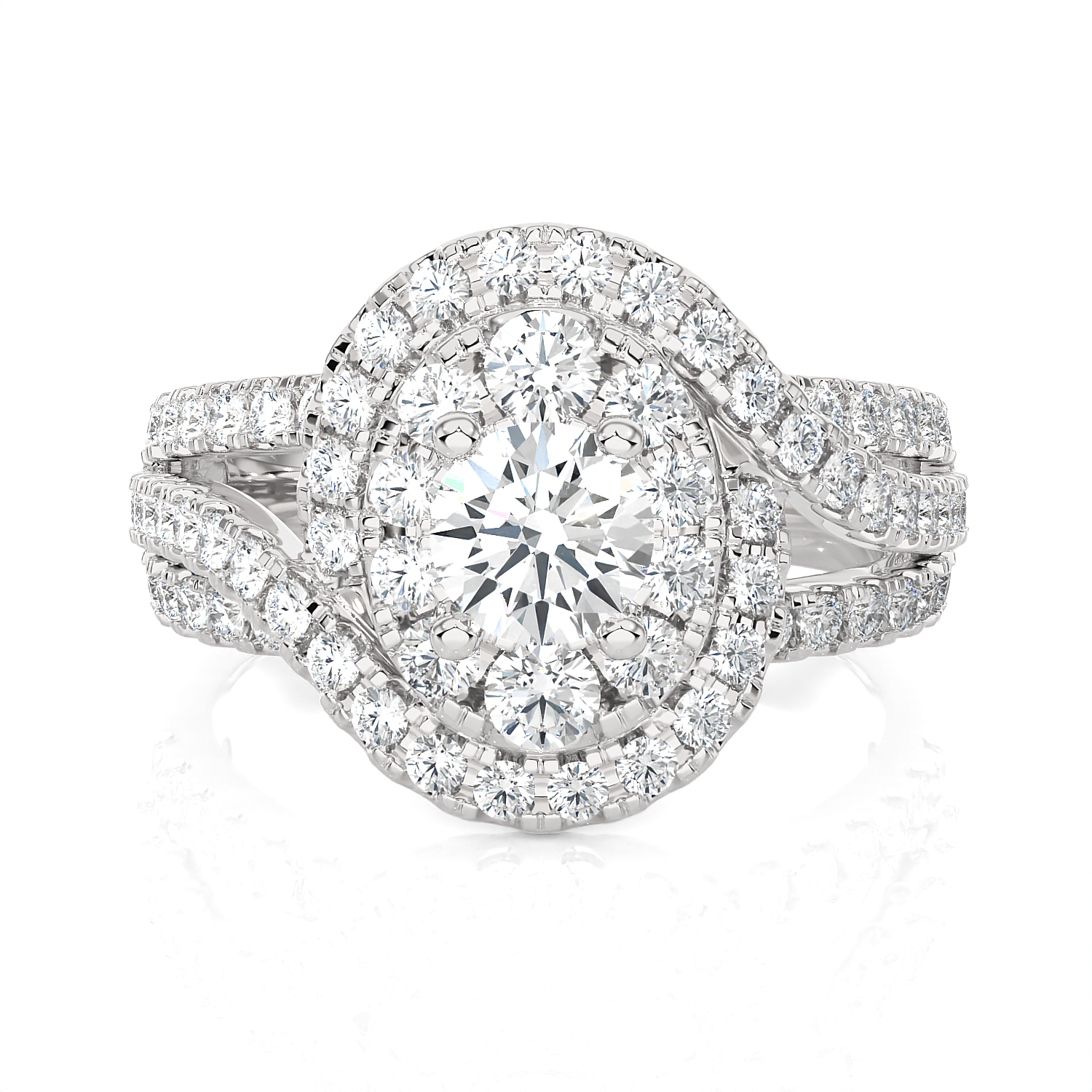 1 5/8 ctw Oval Lab Grown Diamond Halo Engagement Ring