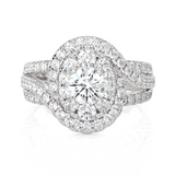 1 5/8 ctw Oval Lab Grown Diamond Halo Engagement Ring