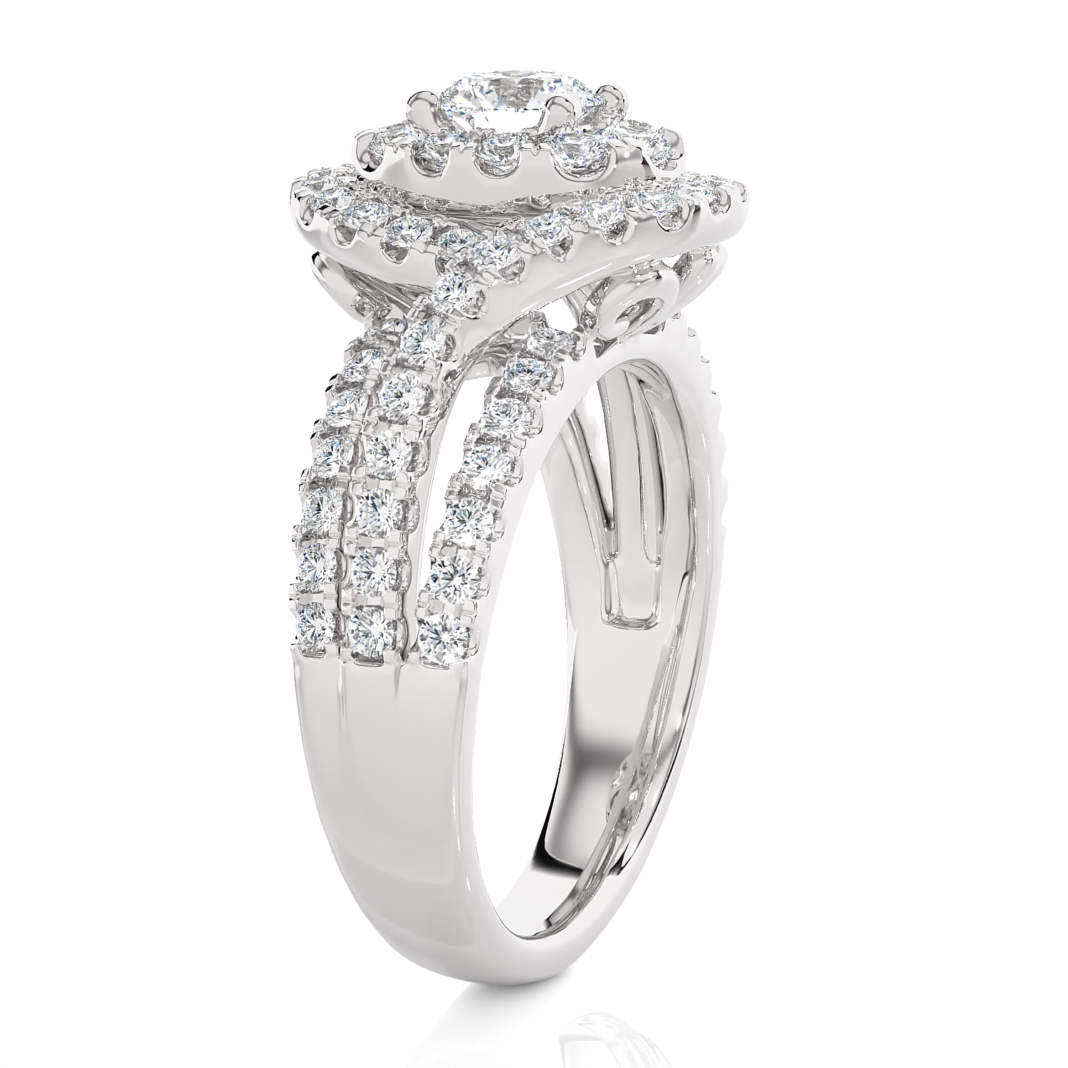 1 5/8 ctw Oval Lab Grown Diamond Halo Engagement Ring