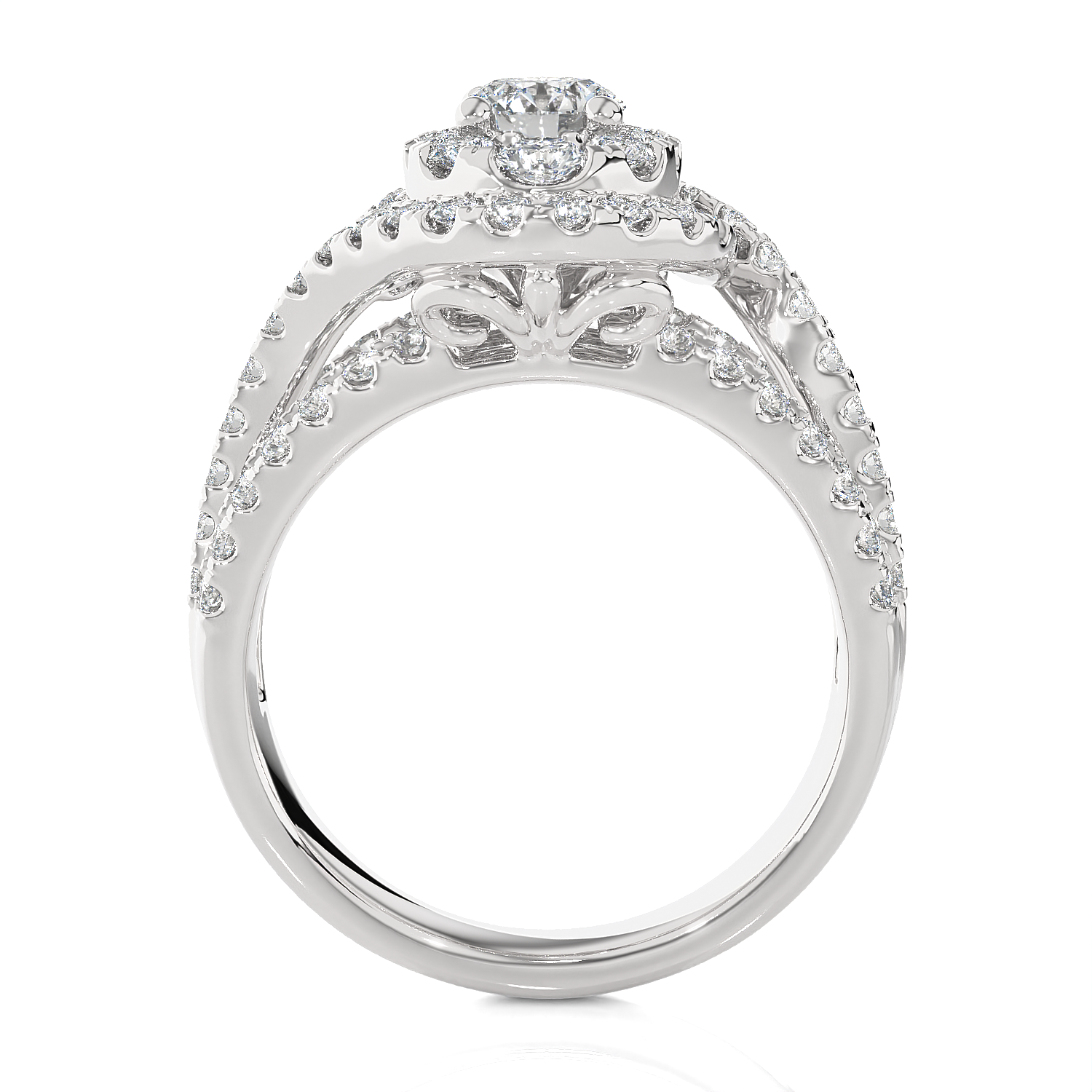 1 5/8 ctw Oval Lab Grown Diamond Halo Engagement Ring