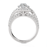 1 5/8 ctw Oval Lab Grown Diamond Halo Engagement Ring