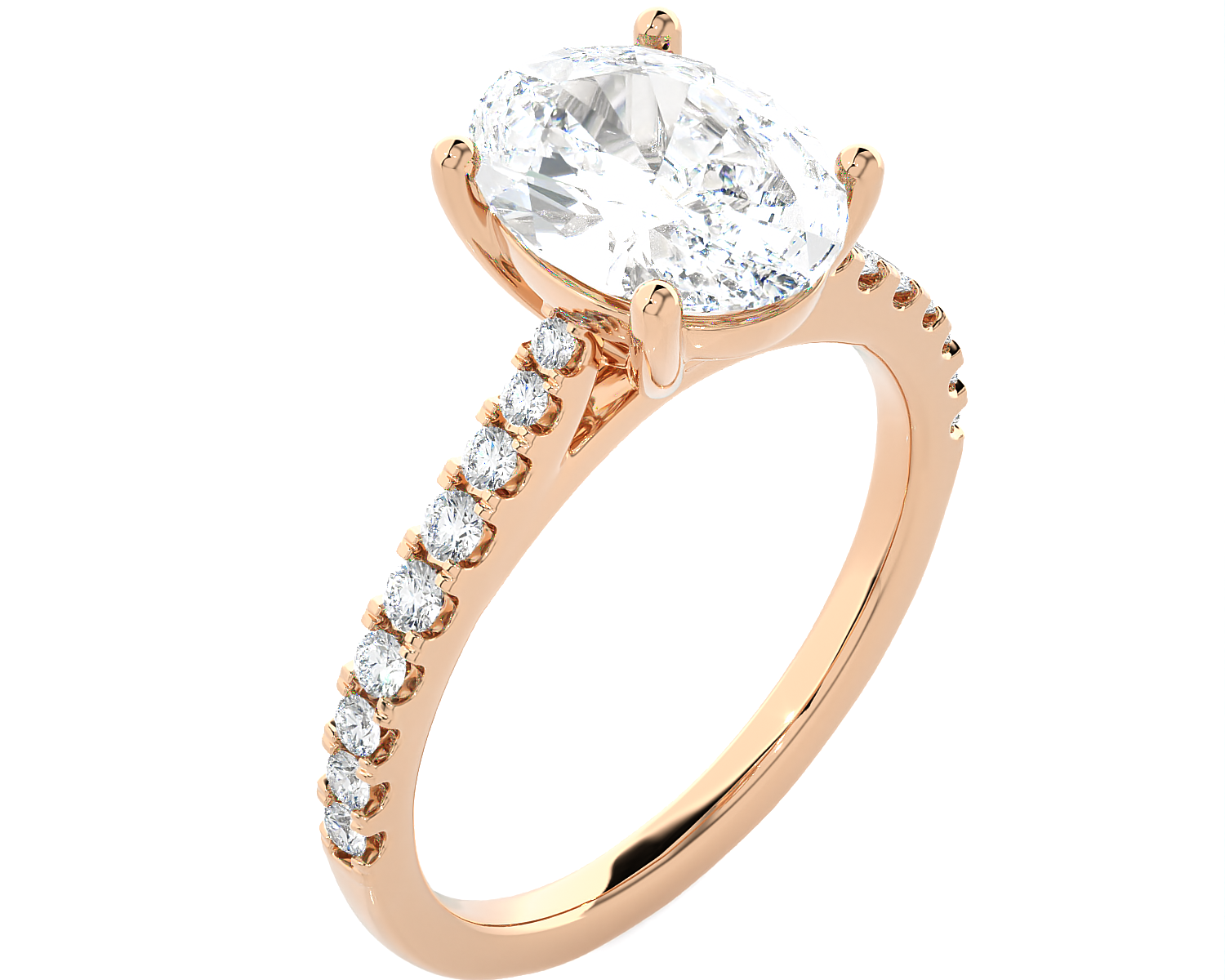 2 1/2 ctw Oval Lab Grown Diamond Side Stone Engagement Ring