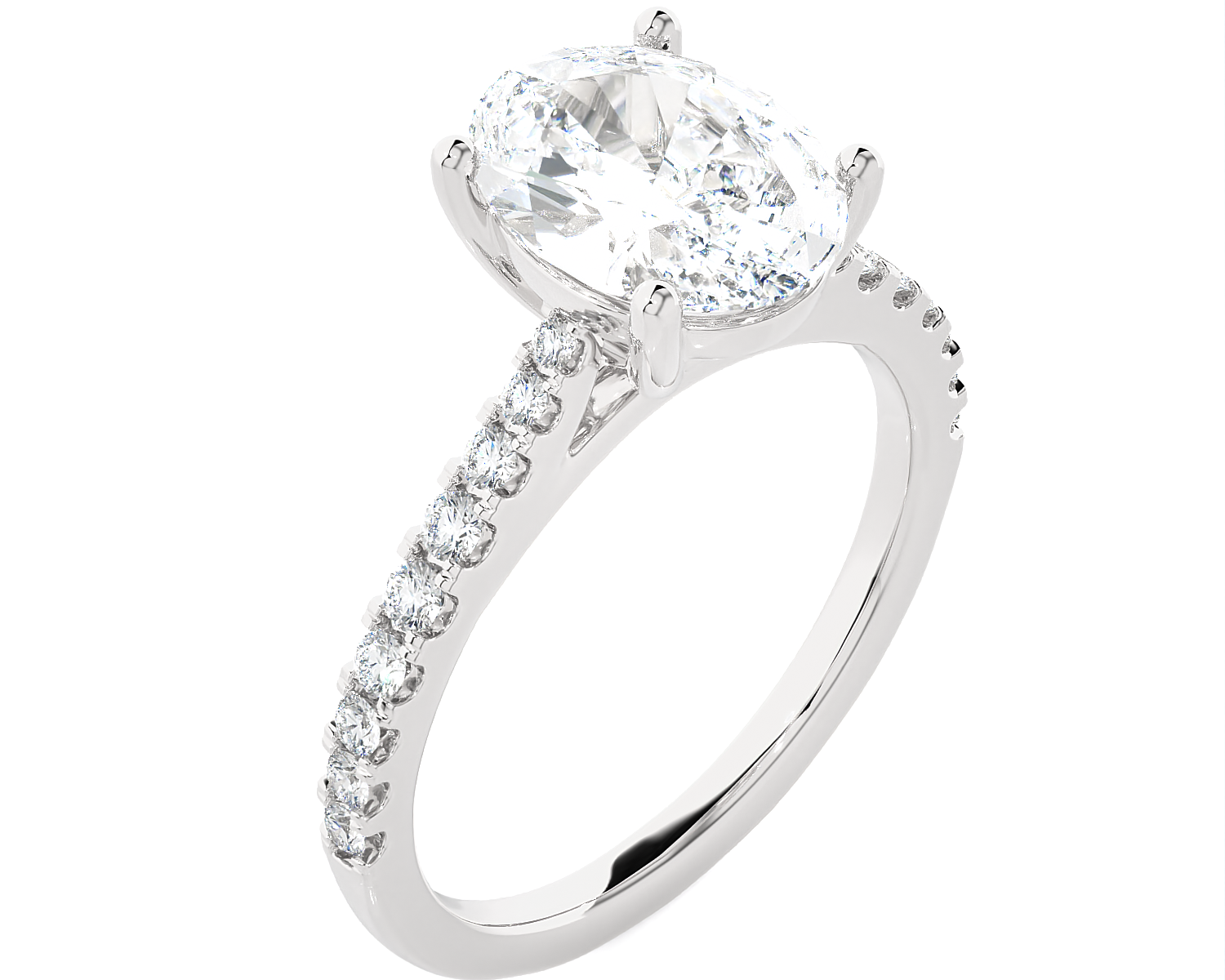 2 1/2 ctw Oval Lab Grown Diamond Side Stone Engagement Ring