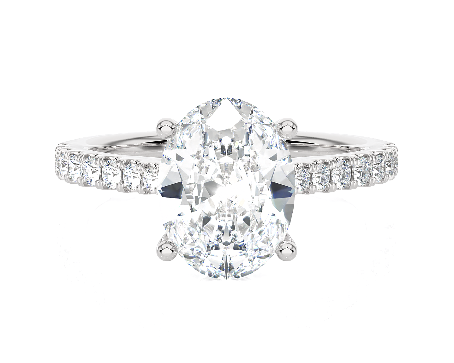 2 1/2 ctw Oval Lab Grown Diamond Side Stone Engagement Ring