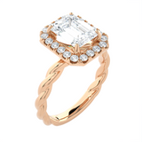 2 3/8 ctw Emerald-Cut Lab Grown Diamond Halo Engagement Ring