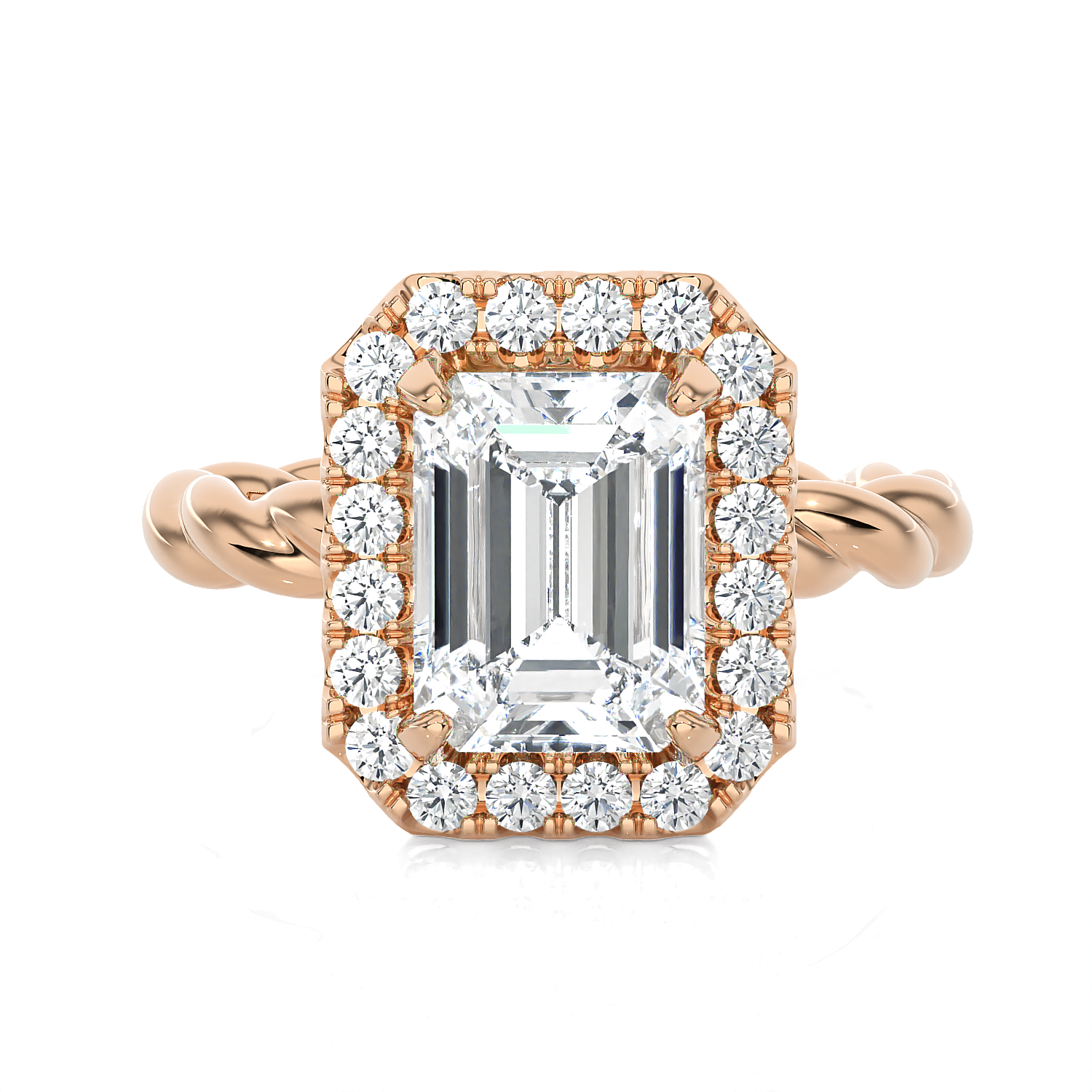 2 3/8 ctw Emerald-Cut Lab Grown Diamond Halo Engagement Ring