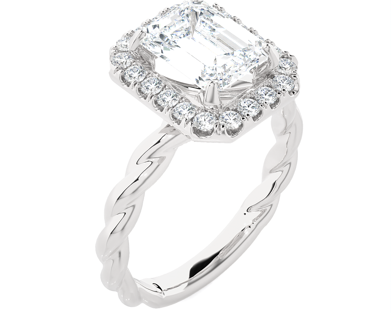 2 3/8 ctw Emerald-Cut Lab Grown Diamond Halo Engagement Ring