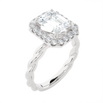 2 3/8 ctw Emerald-Cut Lab Grown Diamond Halo Engagement Ring