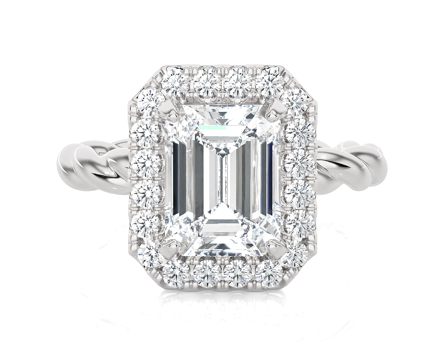 2 3/8 ctw Emerald-Cut Lab Grown Diamond Halo Engagement Ring