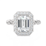 2 3/8 ctw Emerald-Cut Lab Grown Diamond Halo Engagement Ring