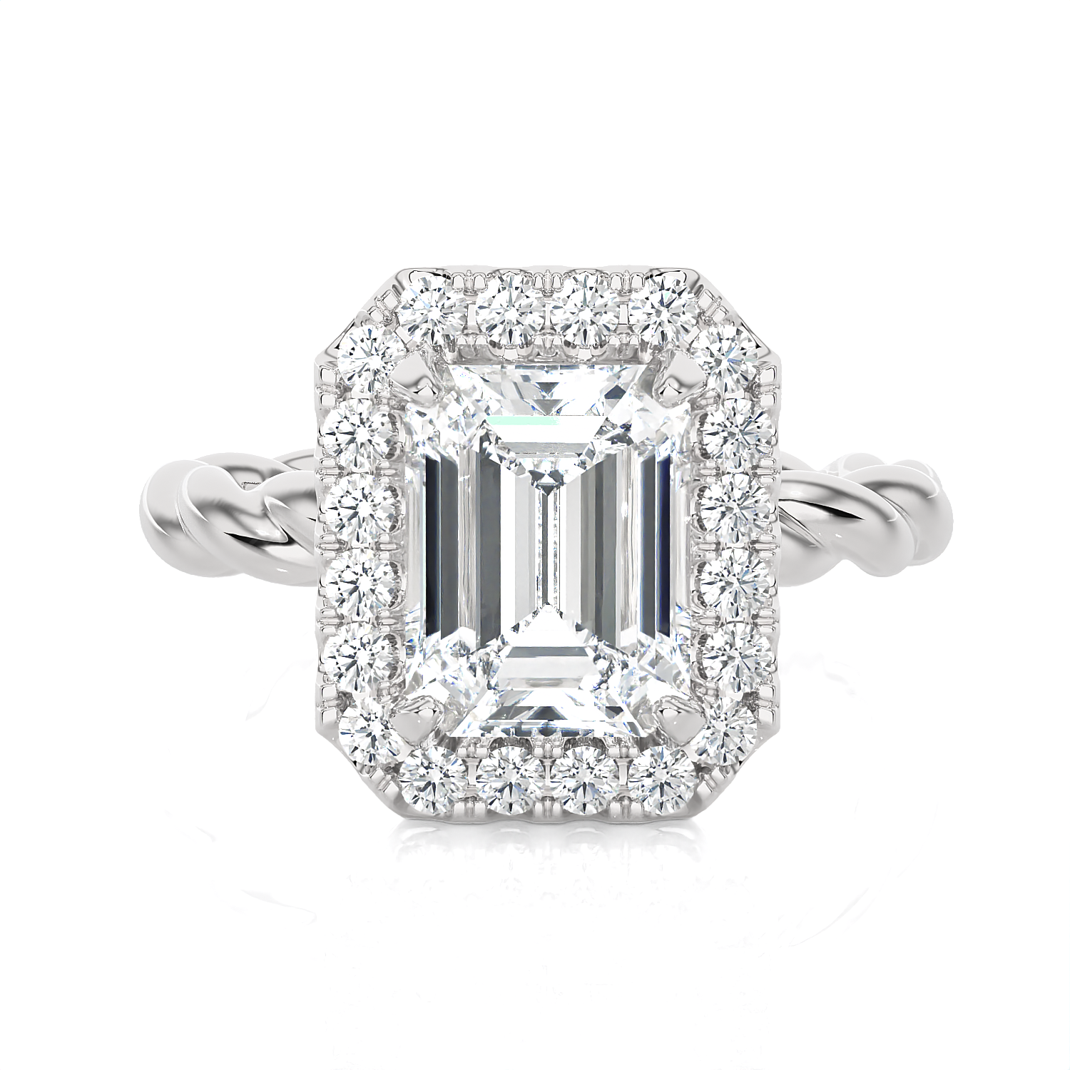 2 3/8 ctw Emerald-Cut Lab Grown Diamond Halo Engagement Ring